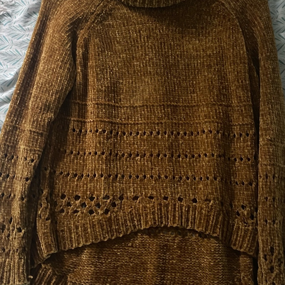Xhilaration Mustard Chenille Cowl Neck Sweater